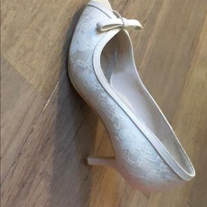 White lace high heels